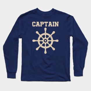 Captain Vintage Ship Steer Sailor Enthusiast Gift Long Sleeve T-Shirt